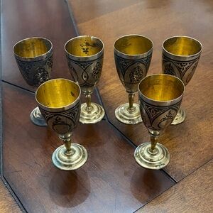 Vintage Russian Silver Kubachi Niello Vodka
Cups